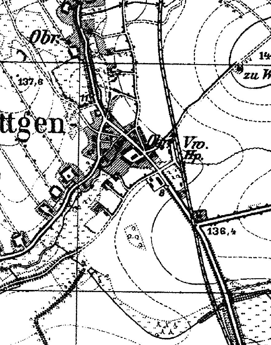 Fragment niemieckiej mapy topograficznej okolic Witkowa z 1933 r. Po rodku wida przystanek kolejowy.