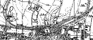 Fragment niemieckiej mapy topograficznej miasta Szprotawy z 1933 r. Zaznaczono przebieg torów i ukad stacji kolejowej.