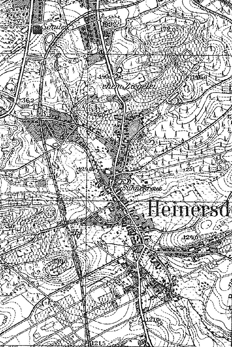 Niemiecka mapa topograficzna okolic Jędrzychowa z 1933 r. Widoczny jest przystanek kolejowy (Haltepunkt). Niespodzianką jest prawdopodobne zaznaczenie mijanki.
