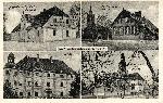 4-obrazkowa pocztówka Broniszowa z okresu II wojny światowej. Lewy, górny obrazek to gościniec kolejowy(Gasthof zur Eisenbahn). Zbiory prywatne M. Bonisławskiego
